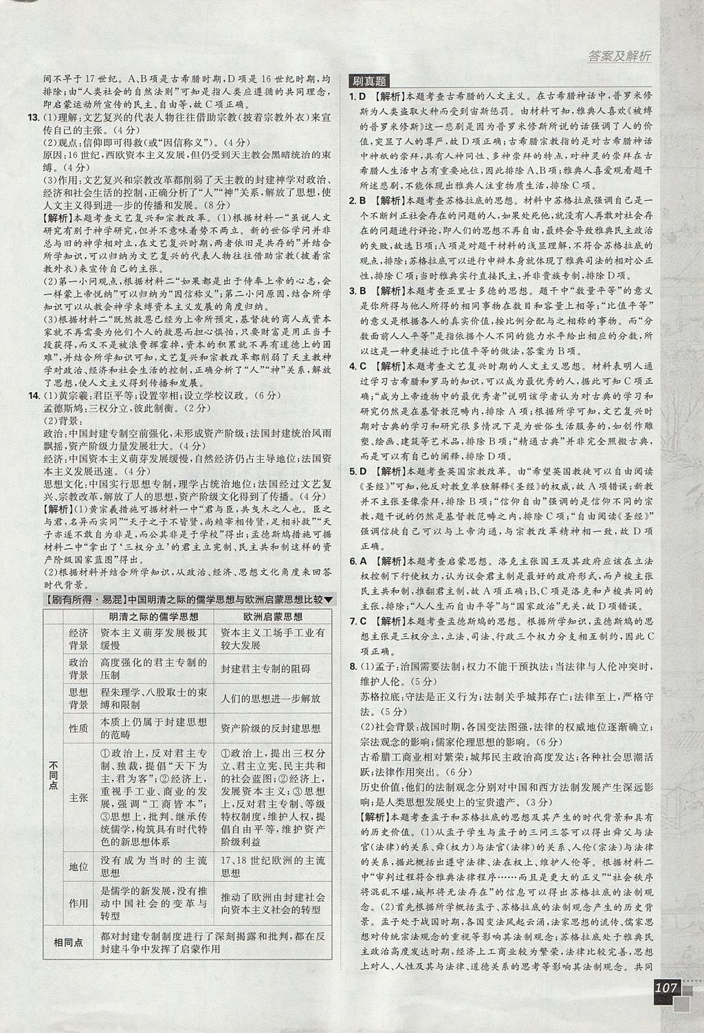 2018年高中必刷題歷史必修3人教版 參考答案第25頁