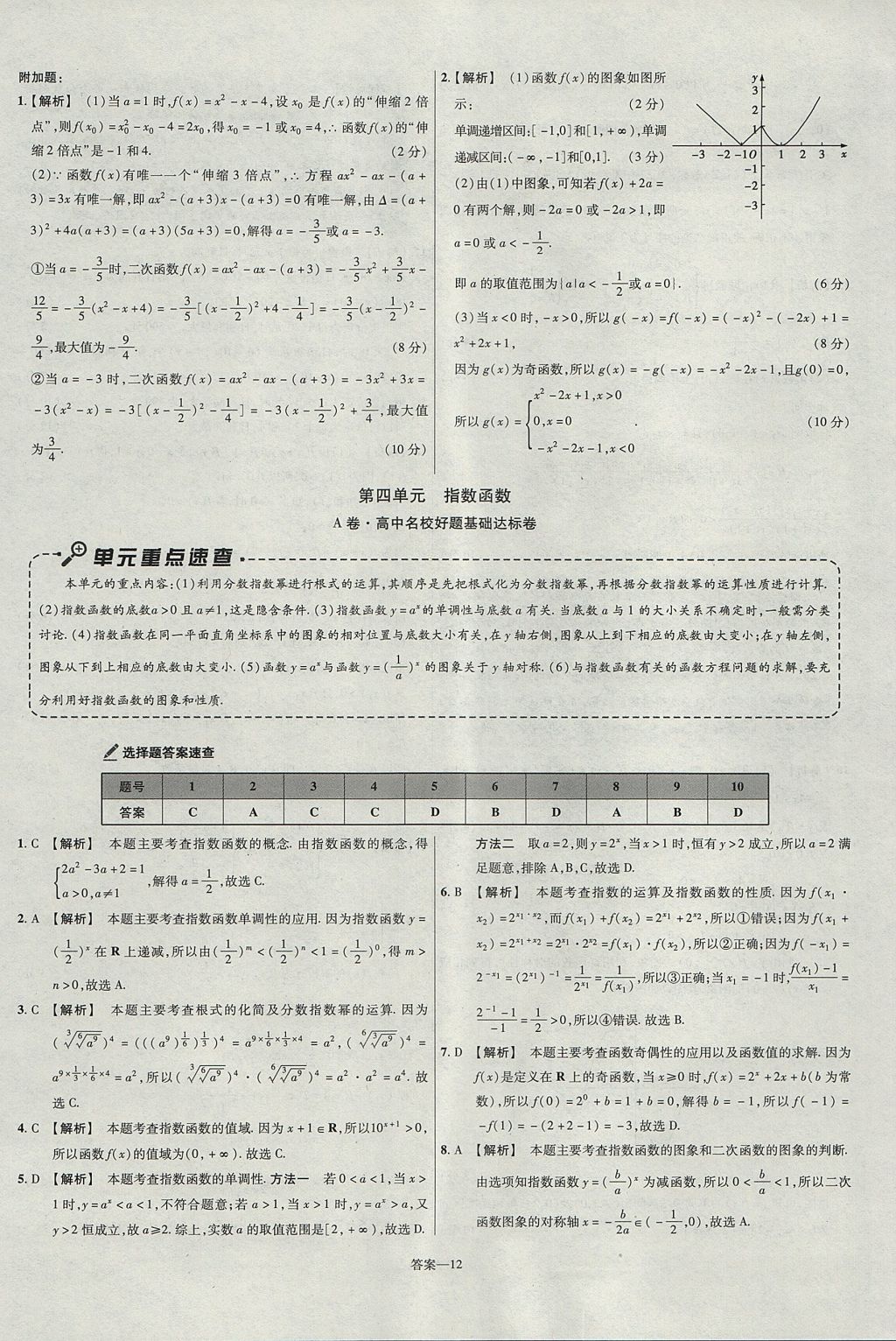 2018年金考卷活頁題選名師名題單元雙測卷高中數(shù)學必修1人教A版 參考答案第12頁