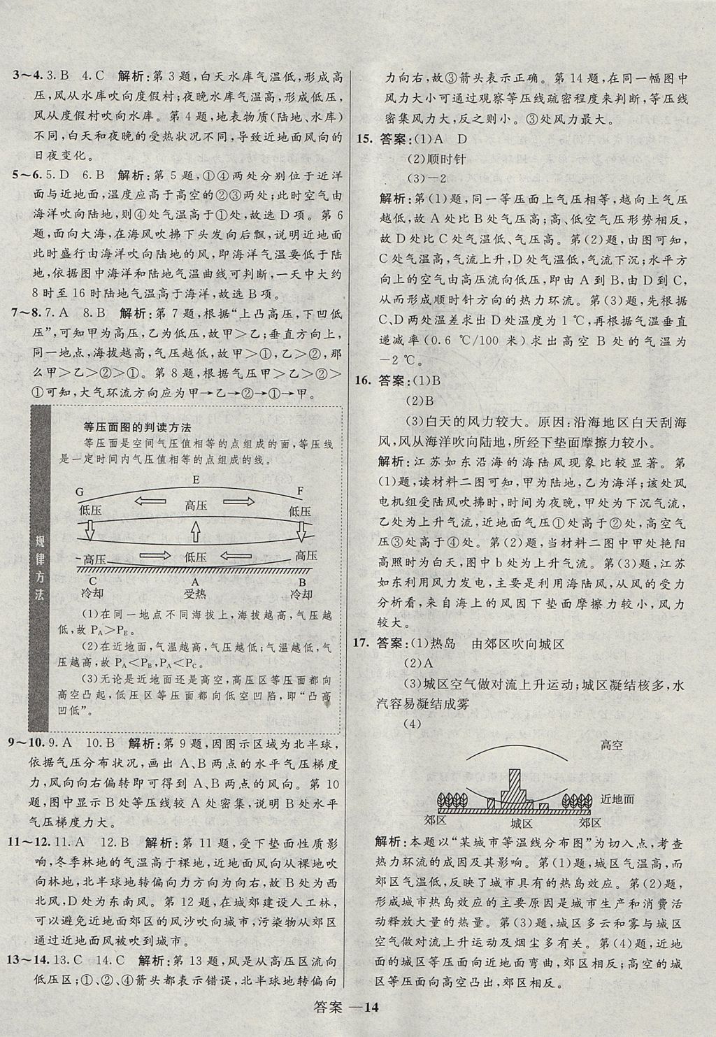 2018年高中同步測控優(yōu)化訓練地理必修1魯教版 參考答案第14頁