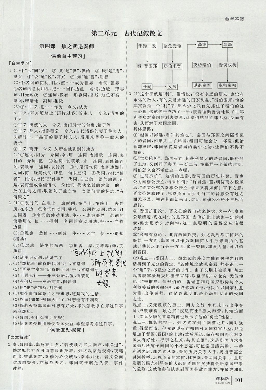 2018年與名師對(duì)話高中同步全程導(dǎo)學(xué)案語(yǔ)文必修1人教版 參考答案第3頁(yè)