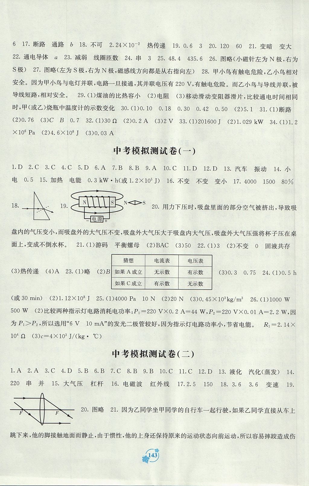 2017年自主學(xué)習(xí)能力測(cè)評(píng)單元測(cè)試九年級(jí)物理全一冊(cè)人教版 參考答案第7頁(yè)