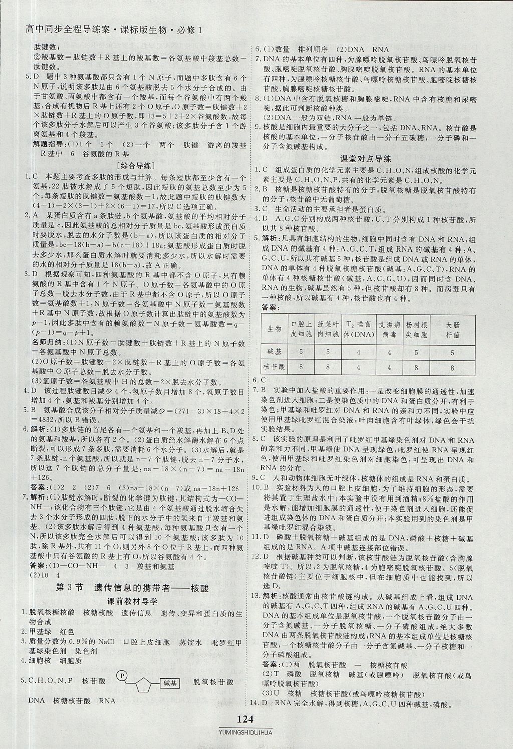 2018年與名師對話高中同步全程導練案45分鐘生物必修一人教版 參考答案第6頁