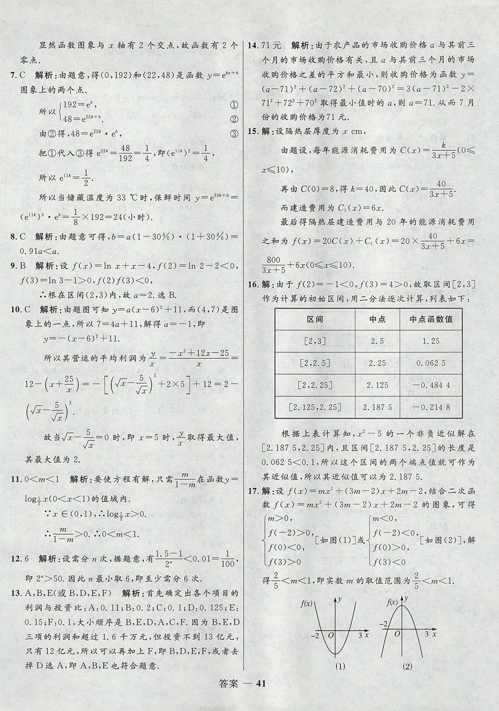 2018年高中同步測控優(yōu)化訓練數(shù)學必修1人教A版 參考答案第41頁