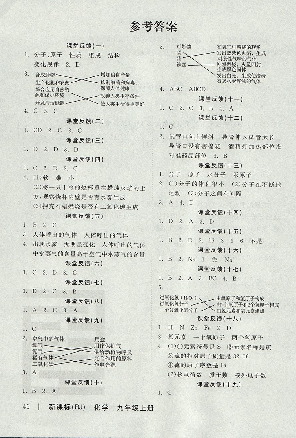 2017年全品学练考九年级化学上册人教版 参考答案第13页