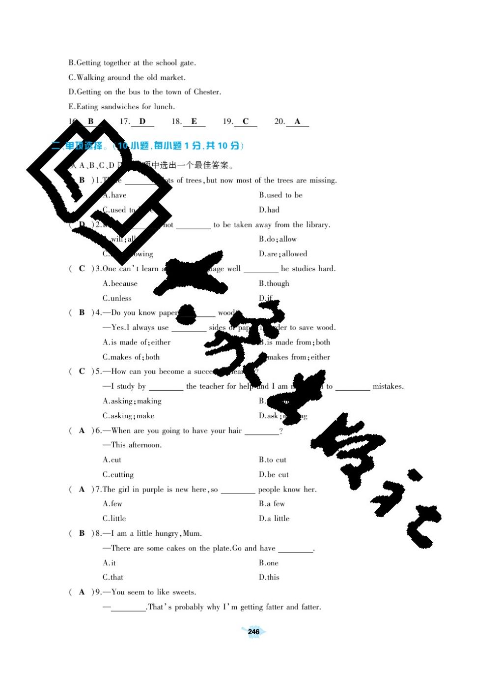 2017年基礎(chǔ)訓(xùn)練九年級英語全一冊人教版大象出版社 參考答案第246頁