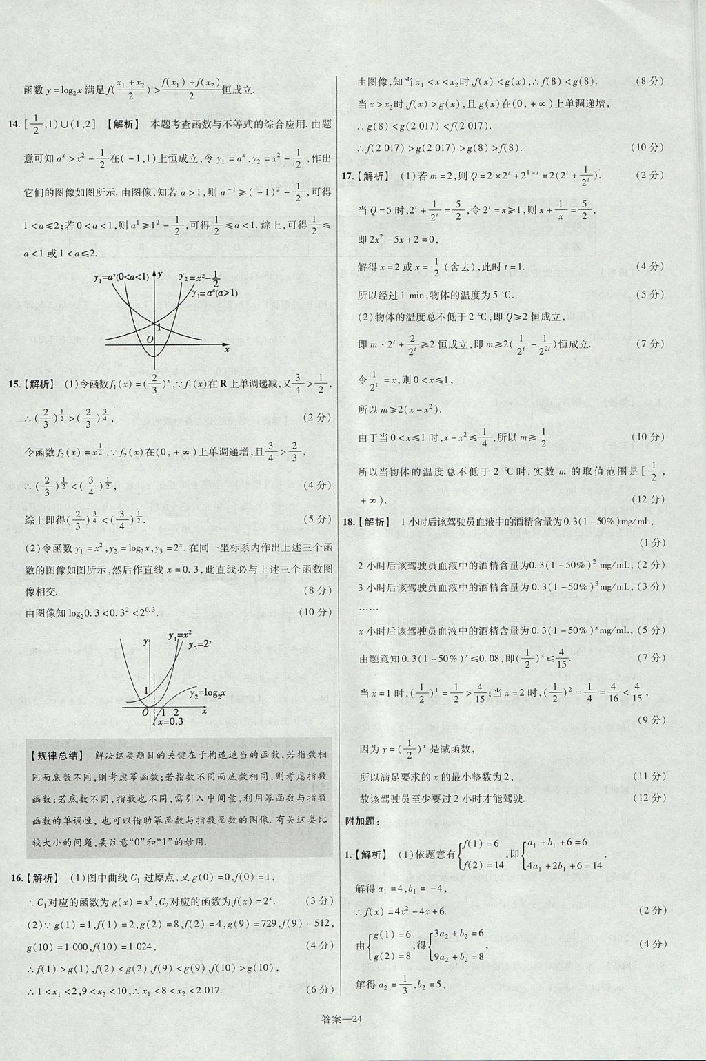 2018年金考卷活頁題選高中數(shù)學(xué)必修1北師大版 參考答案第24頁