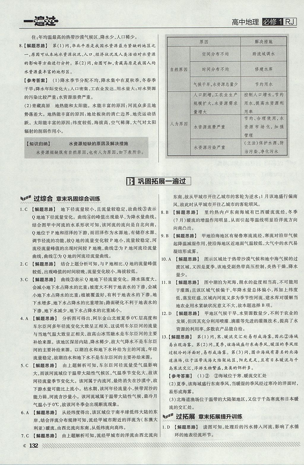 2018年一遍過高中地理必修1人教版 參考答案第28頁