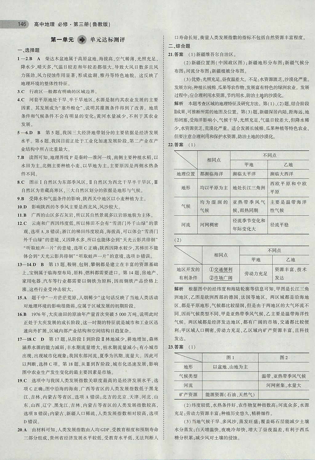 2018年5年高考3年模擬高中地理必修第三冊(cè)魯教版 參考答案第5頁(yè)