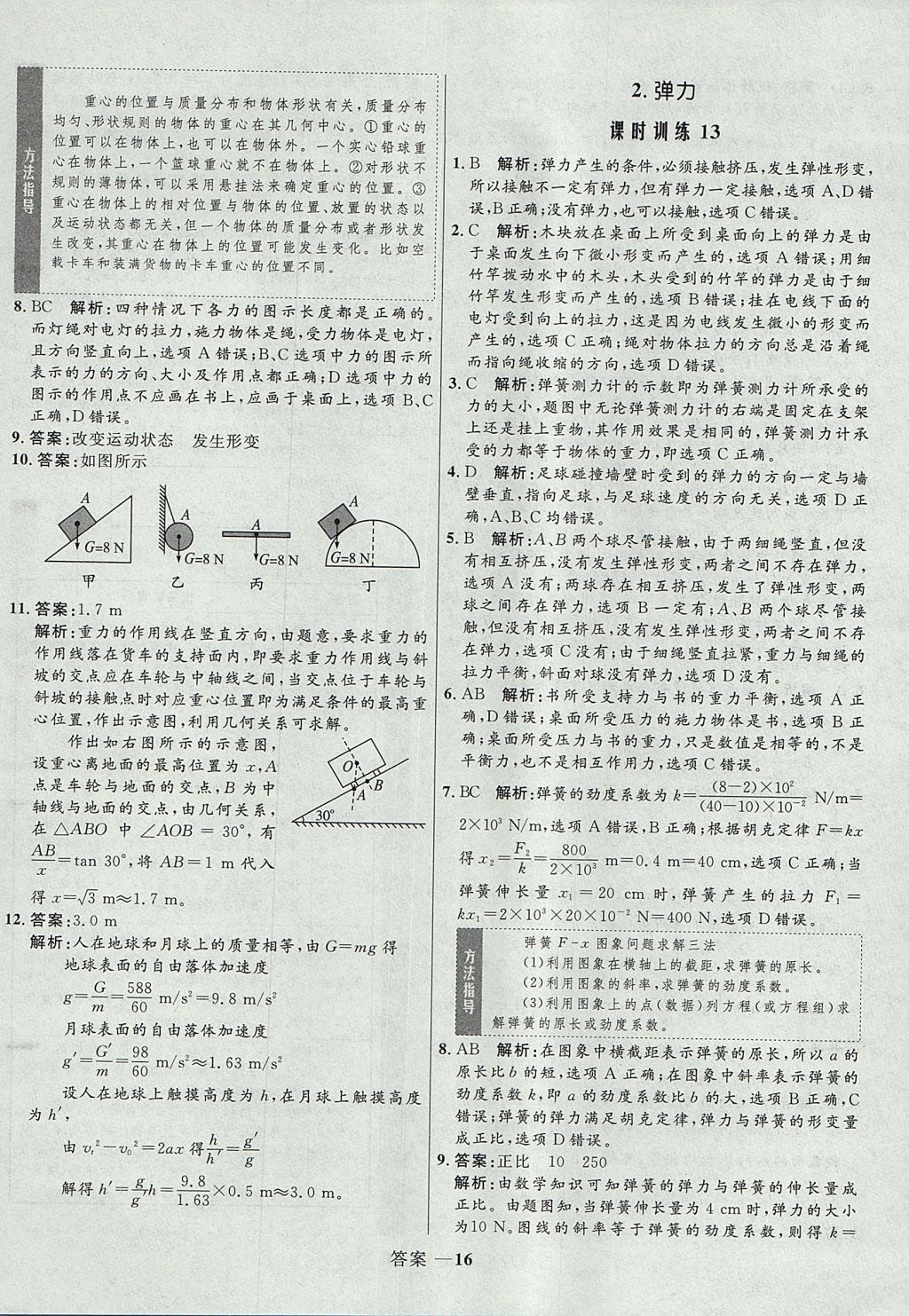 2018年高中同步測控優(yōu)化訓(xùn)練物理必修1人教版 參考答案第16頁