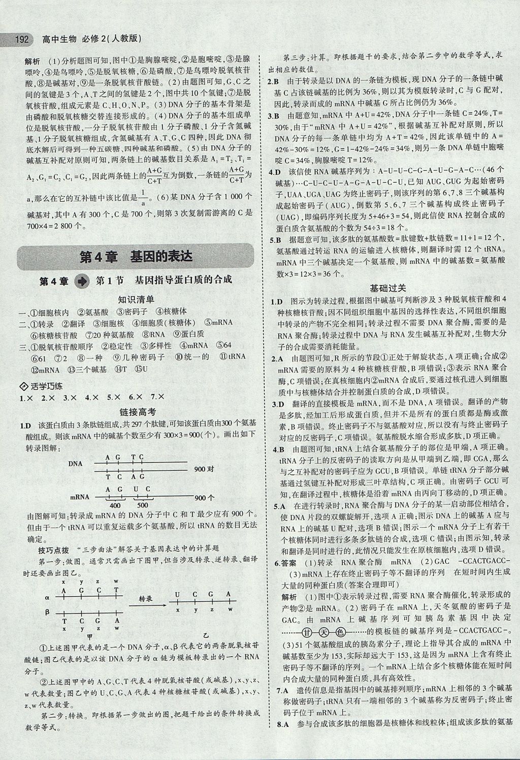 2018年5年高考3年模擬高中生物必修2人教版 參考答案第18頁