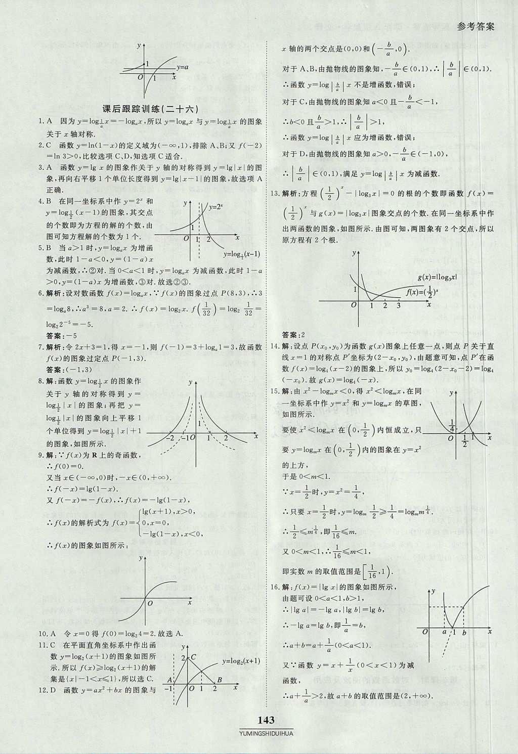 2018年與名師對話高中同步全程導(dǎo)練案45分鐘數(shù)學(xué)必修一人教A版 參考答案第17頁