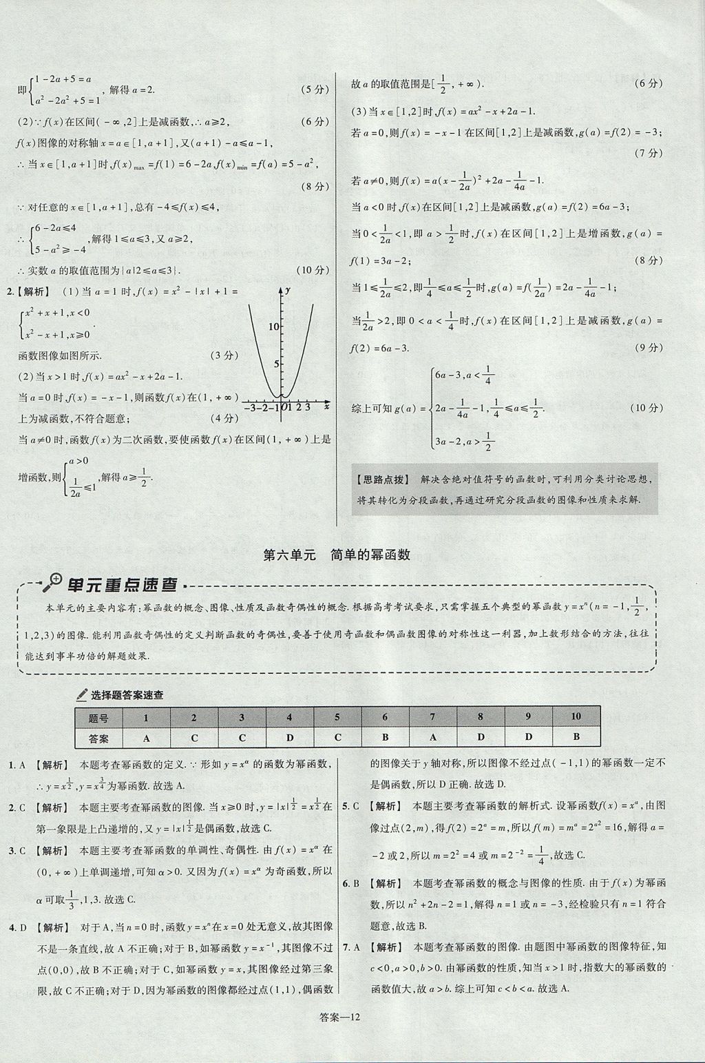 2018年金考卷活頁題選高中數(shù)學(xué)必修1北師大版 參考答案第12頁