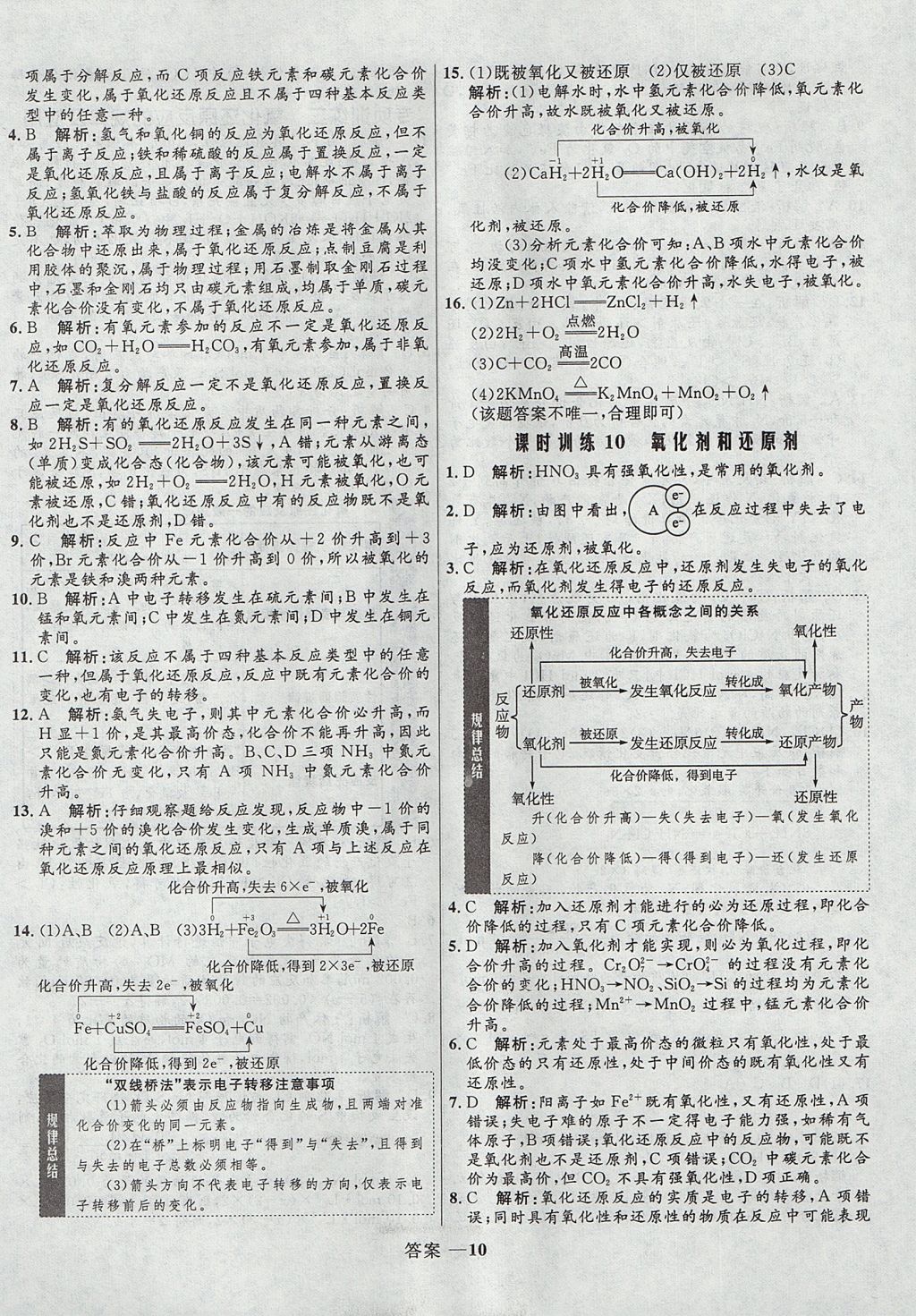 2018年高中同步測控優(yōu)化訓練化學必修1人教版 參考答案第10頁