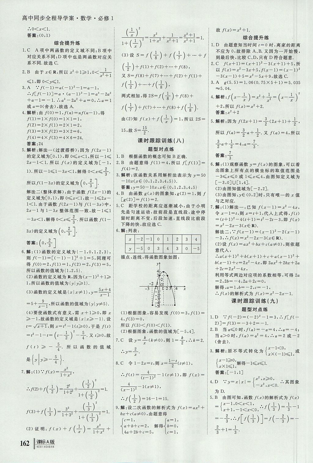 2018年與名師對話高中同步全程導(dǎo)學(xué)案數(shù)學(xué)必修1人教A版 參考答案第8頁