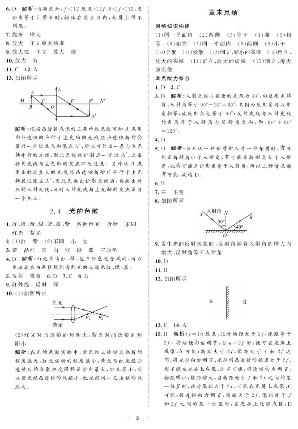 2017年鐘書金牌金典導(dǎo)學(xué)案八年級物理第一學(xué)期 參考答案第5頁