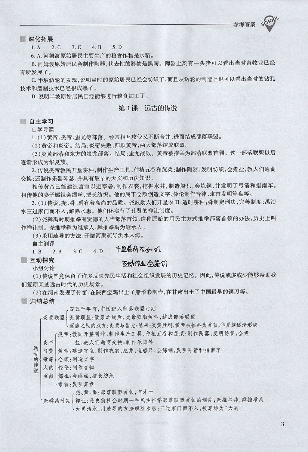 2017年新課程問題解決導學方案七年級中國歷史上冊人教版 參考答案第3頁