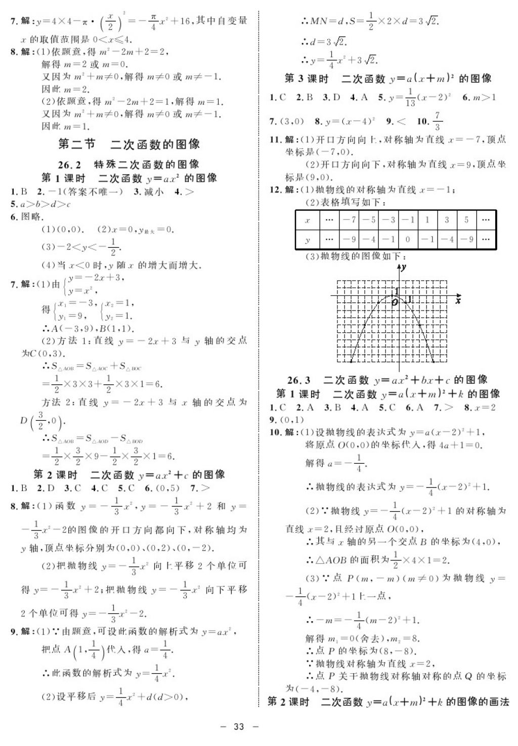 2017年鐘書金牌金典導(dǎo)學(xué)案九年級(jí)數(shù)學(xué)第一學(xué)期滬教版 參考答案第33頁