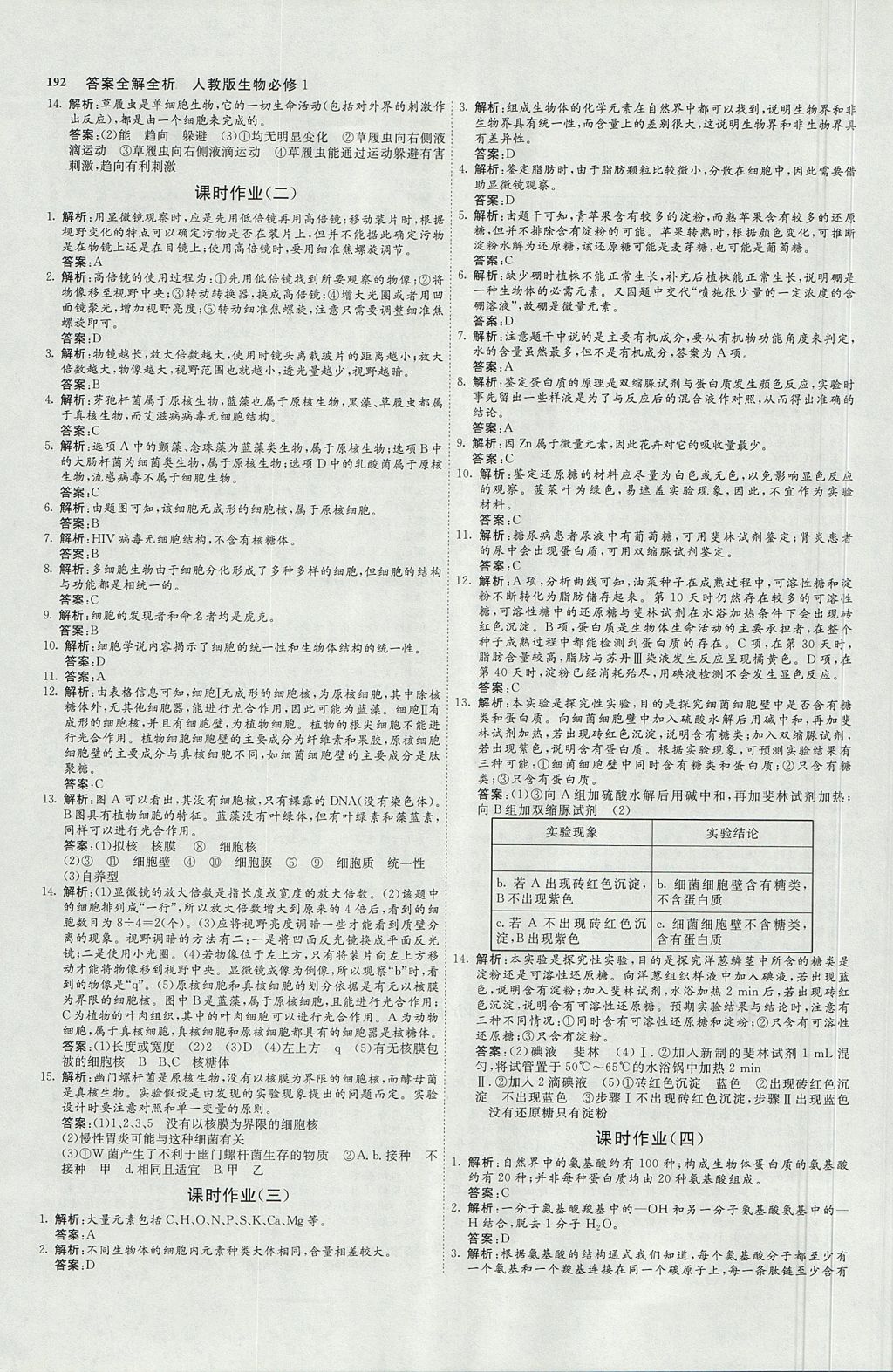 2018年師說高中同步導(dǎo)學(xué)案生物必修1人教版 參考答案第18頁