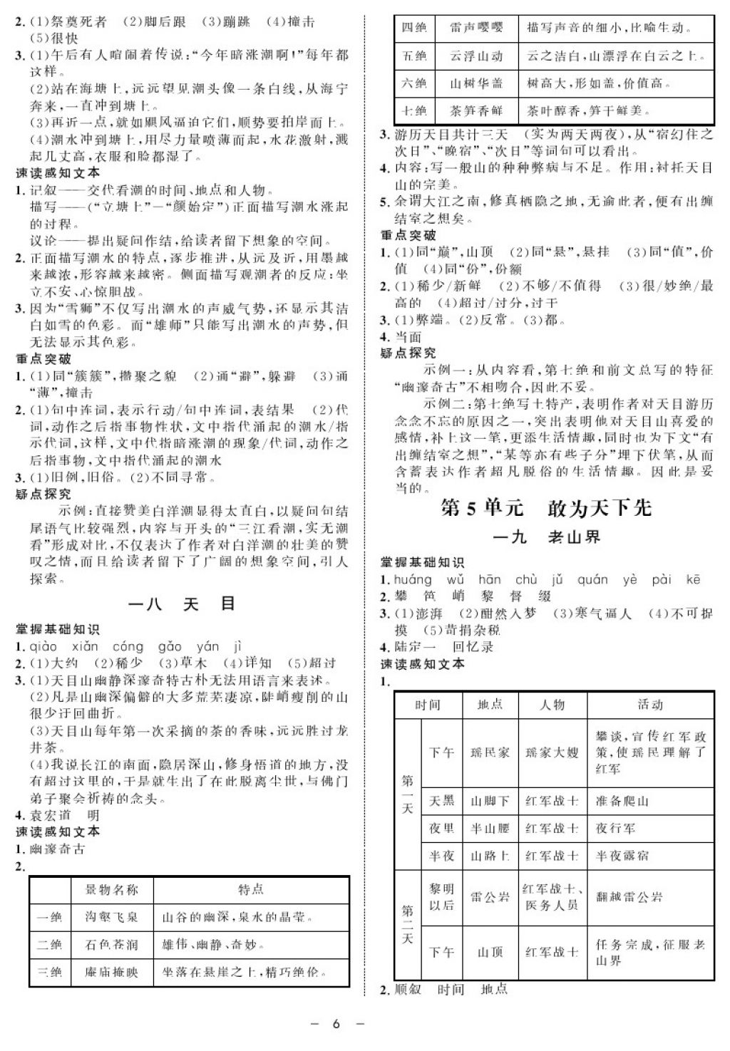 2017年鐘書金牌金典導學案七年級語文第一學期 參考答案第6頁