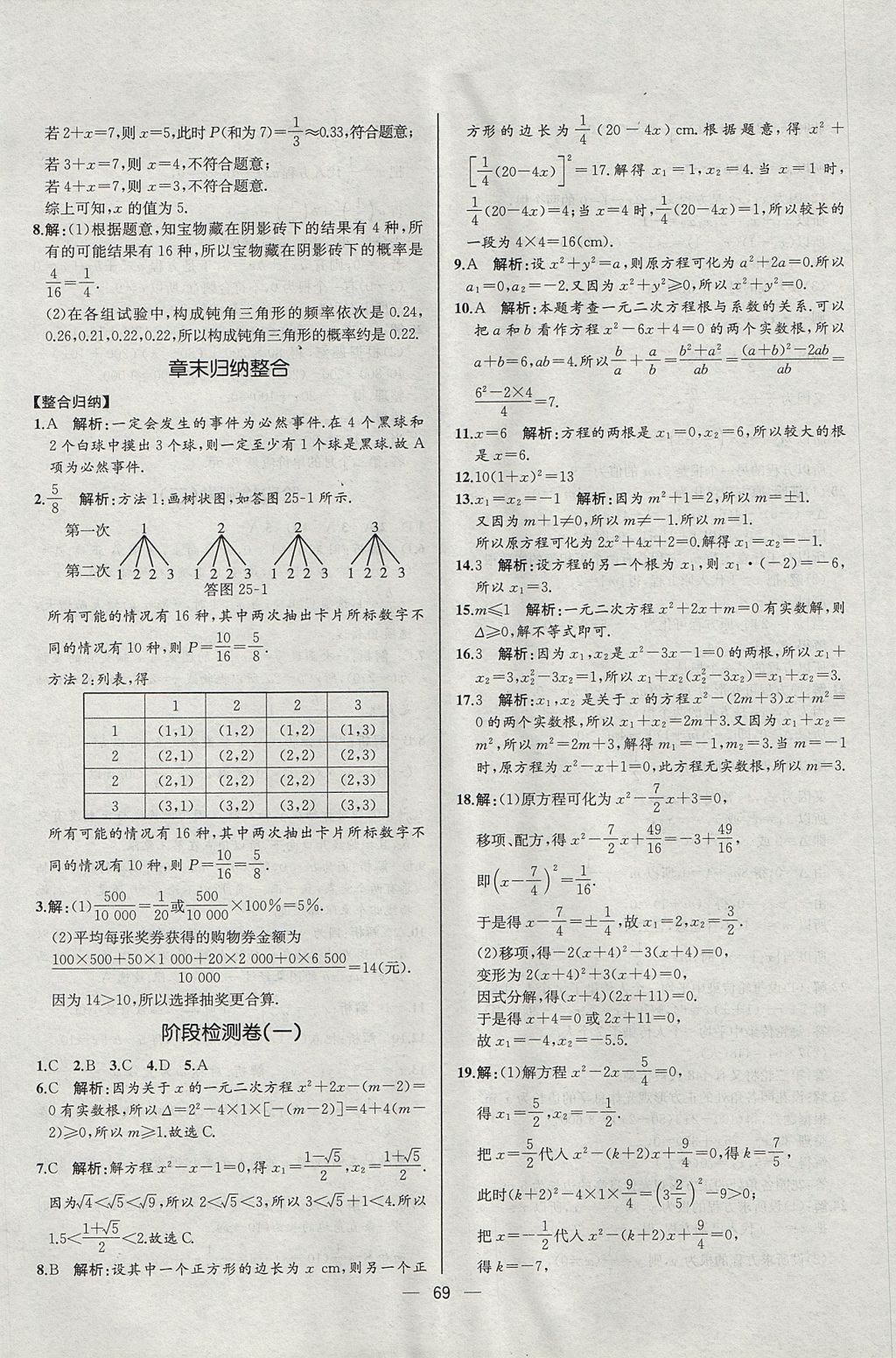 2017年同步導(dǎo)學(xué)案課時(shí)練九年級(jí)數(shù)學(xué)上冊(cè)人教版河北專版 參考答案第41頁(yè)