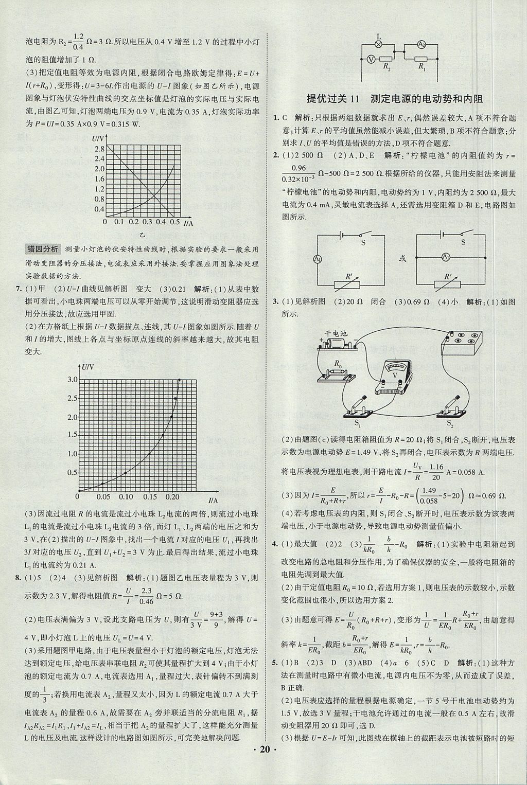 2018年經(jīng)綸學(xué)典黑白題高中物理3實驗專題高中全部實驗人教版 參考答案第20頁