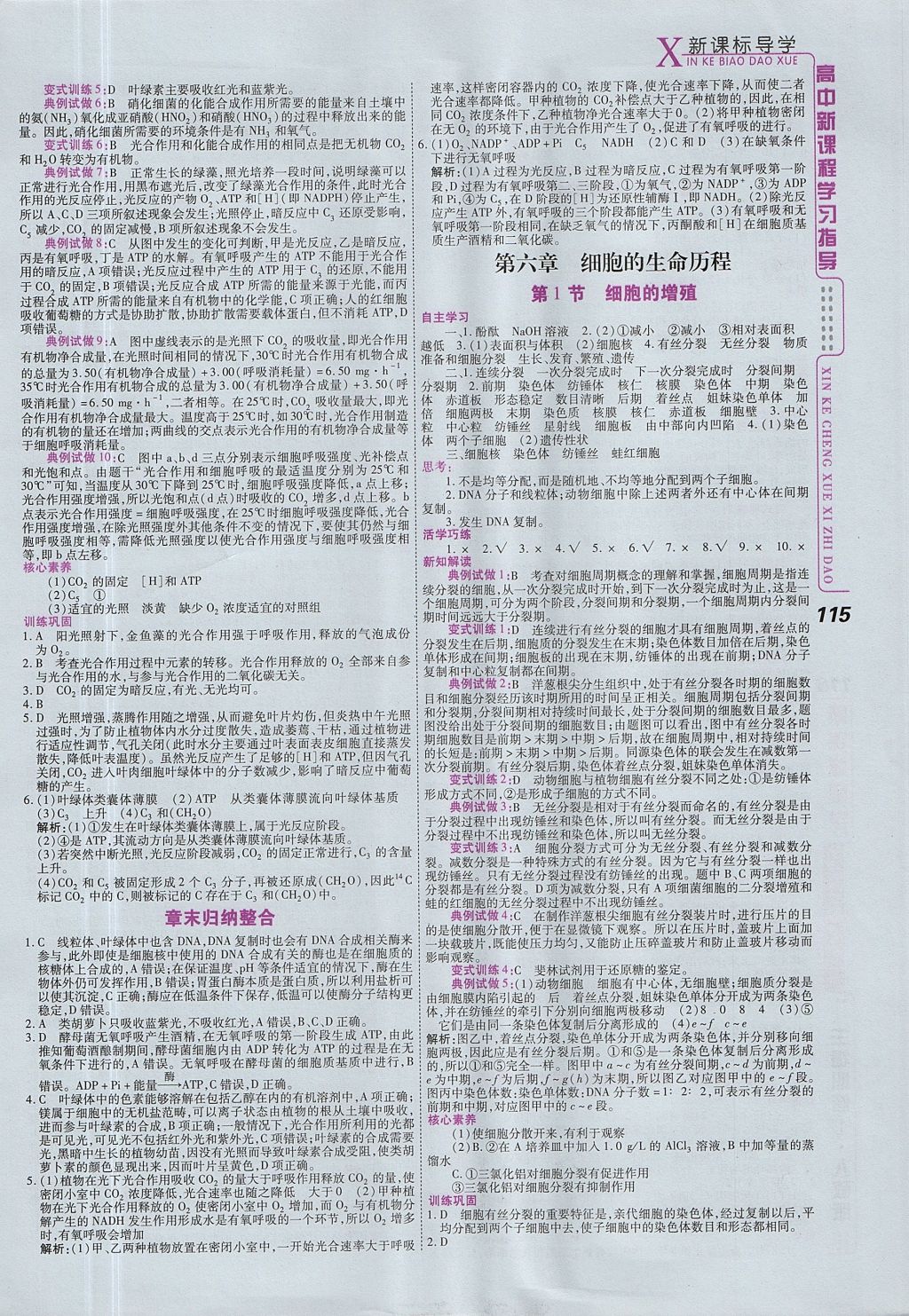 2018年成才之路高中新課程學習指導生物必修1人教版 參考答案第23頁