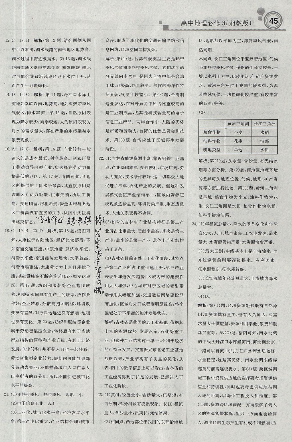 2018年輕巧奪冠周測(cè)月考直通高考高中地理必修3湘教版 參考答案第13頁(yè)