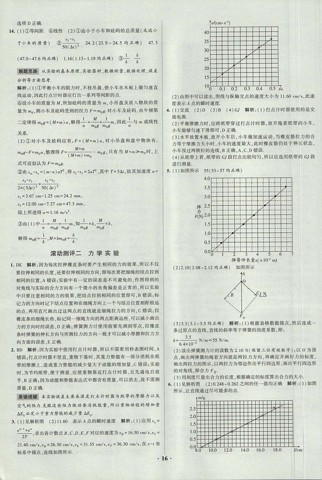 2018年經(jīng)綸學(xué)典黑白題高中物理3實驗專題高中全部實驗人教版 參考答案第16頁