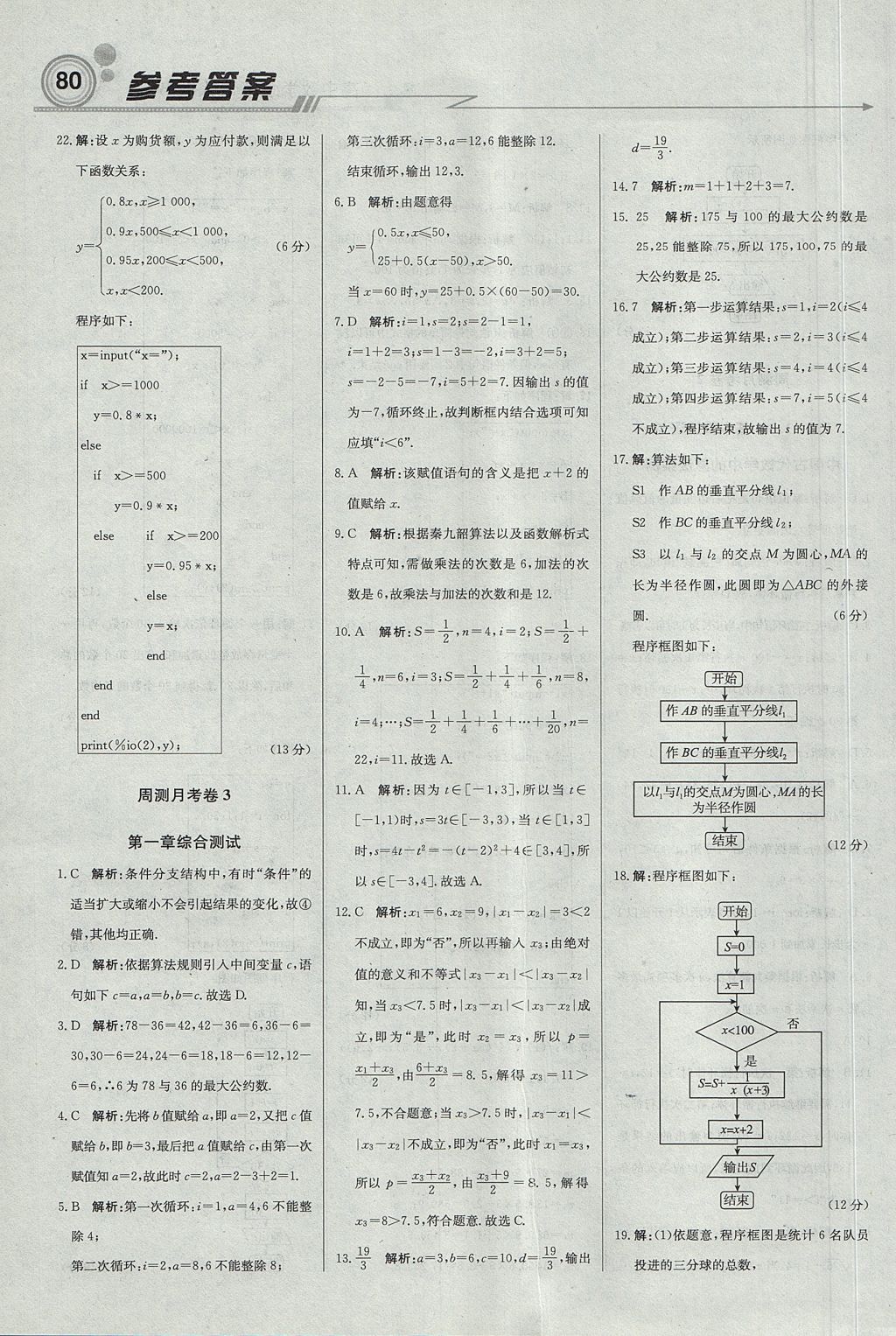 2018年輕巧奪冠周測月考直通高考高中數(shù)學必修3人教B版 參考答案第18頁