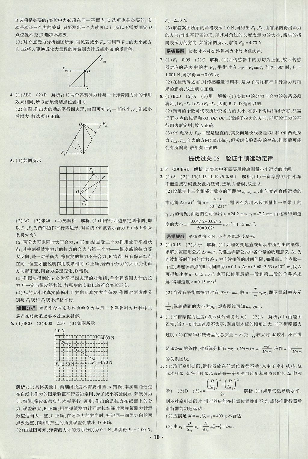 2018年經(jīng)綸學(xué)典黑白題高中物理3實(shí)驗(yàn)專題高中全部實(shí)驗(yàn)人教版 參考答案第10頁