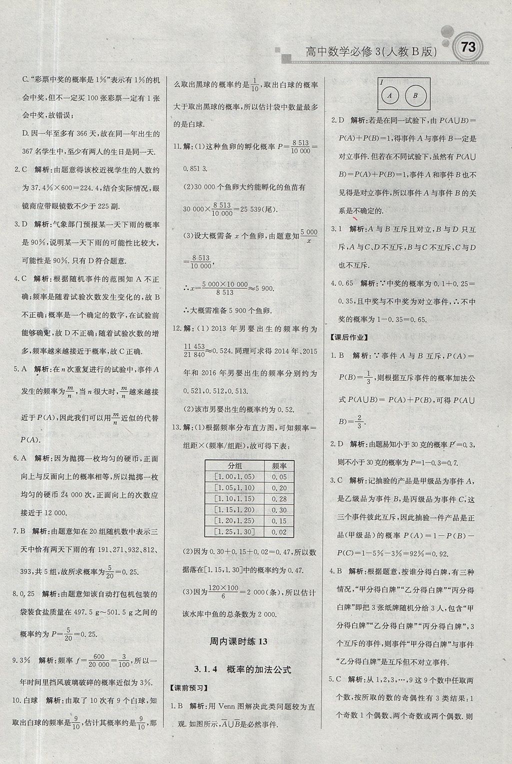 2018年輕巧奪冠周測月考直通高考高中數(shù)學(xué)必修3人教B版 參考答案第11頁