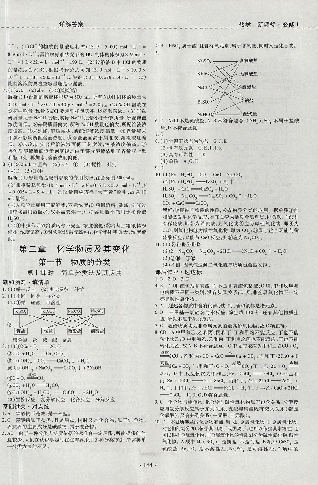 2018年試吧大考卷45分鐘課時作業(yè)與單元測試卷高中化學(xué)必修1 參考答案第10頁