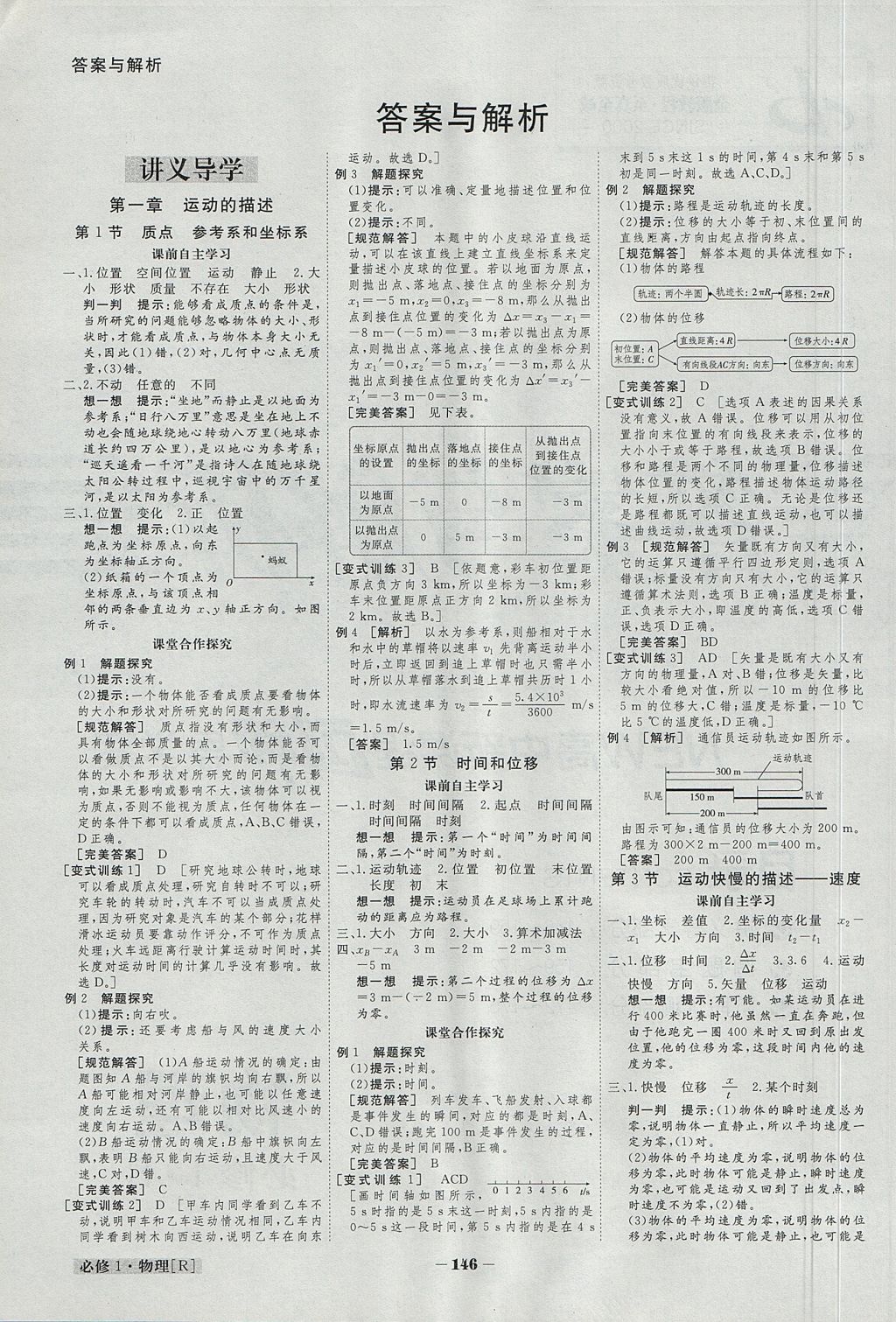 2018年金版教程高中新课程创新导学案物理必修1 参考答案第1页