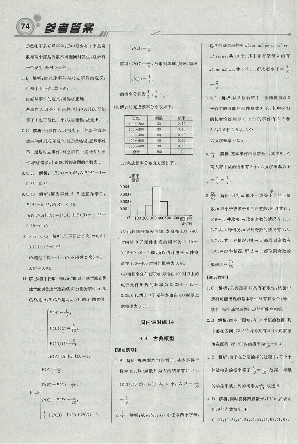 2018年輕巧奪冠周測月考直通高考高中數(shù)學必修3人教B版 參考答案第12頁