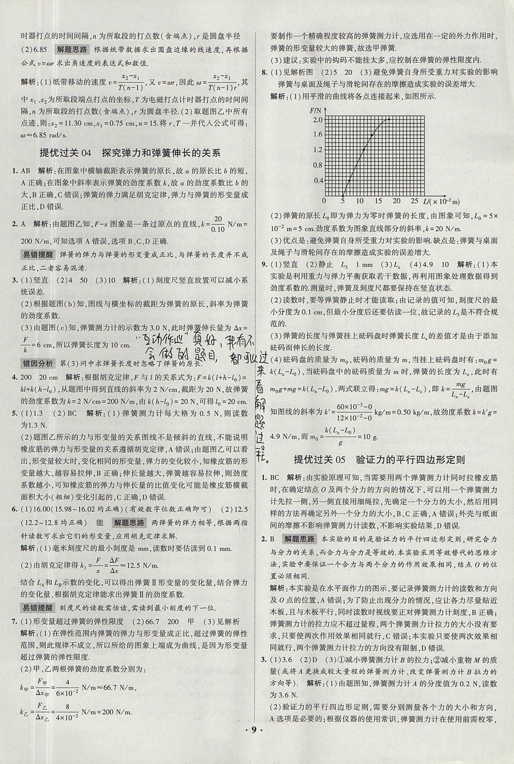 2018年經(jīng)綸學(xué)典黑白題高中物理3實(shí)驗(yàn)專題高中全部實(shí)驗(yàn)人教版 參考答案第9頁