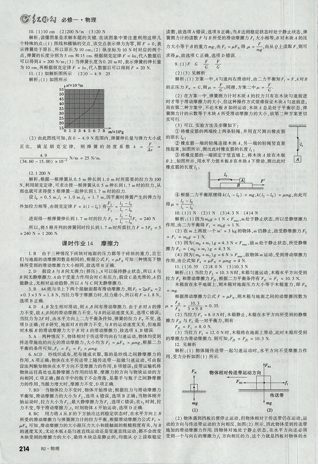 2018年紅對勾講與練第一選擇高中物理必修1人教版 參考答案第28頁