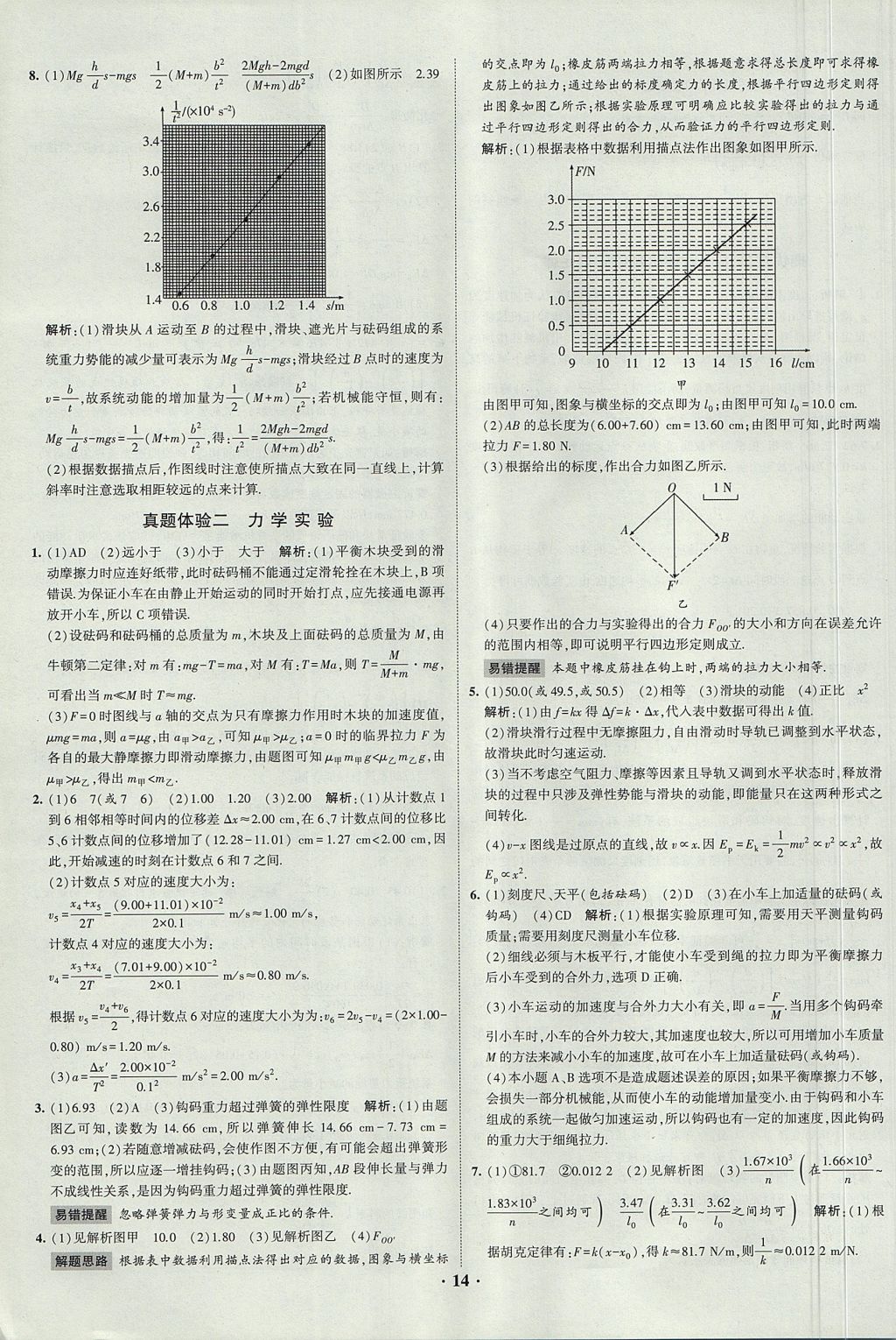 2018年經(jīng)綸學(xué)典黑白題高中物理3實驗專題高中全部實驗人教版 參考答案第14頁