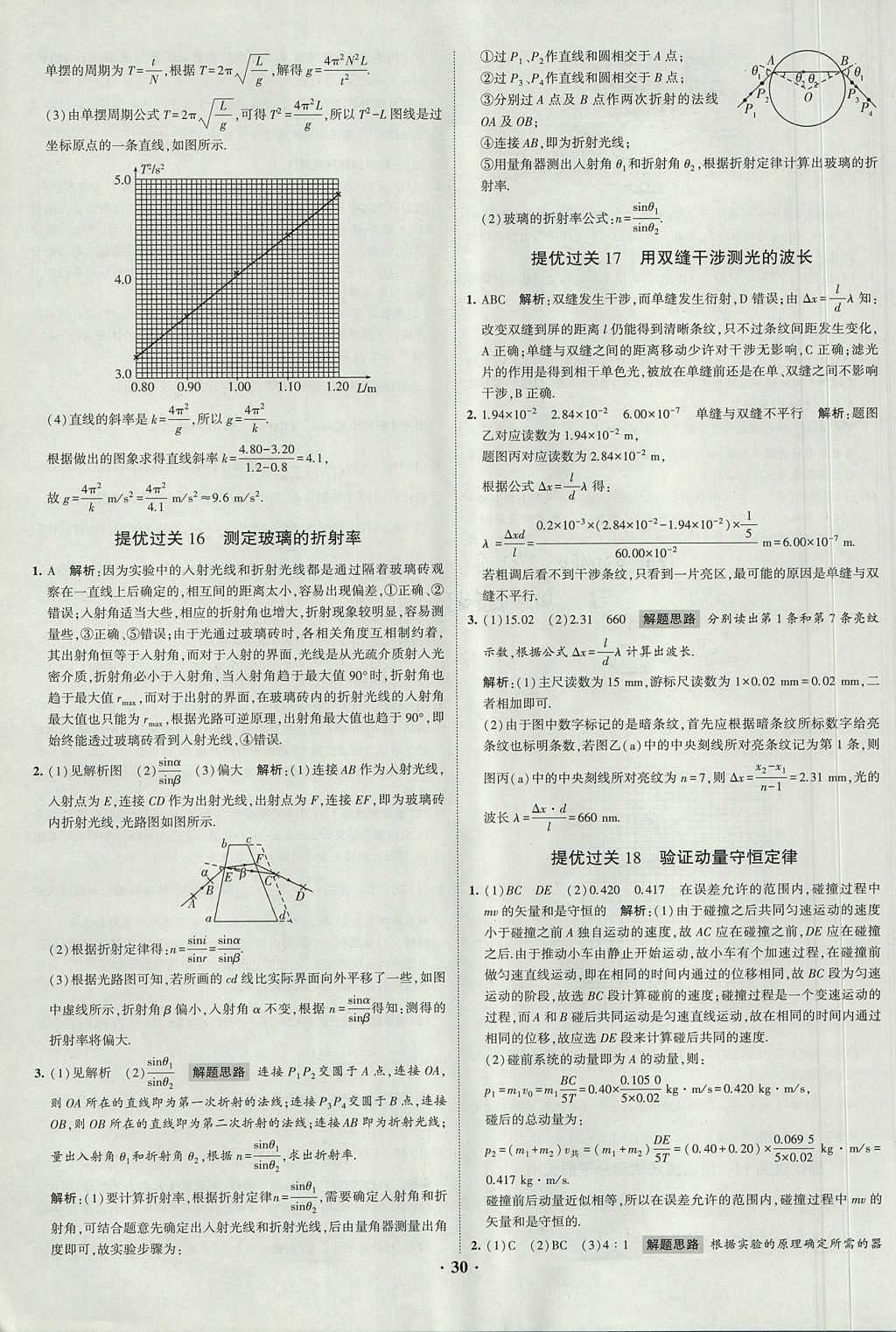 2018年經(jīng)綸學(xué)典黑白題高中物理3實(shí)驗(yàn)專題高中全部實(shí)驗(yàn)人教版 參考答案第30頁