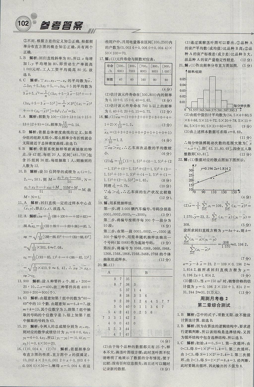 2018年輕巧奪冠周測月考直通高考高中數(shù)學(xué)必修3北師大版 參考答案第16頁