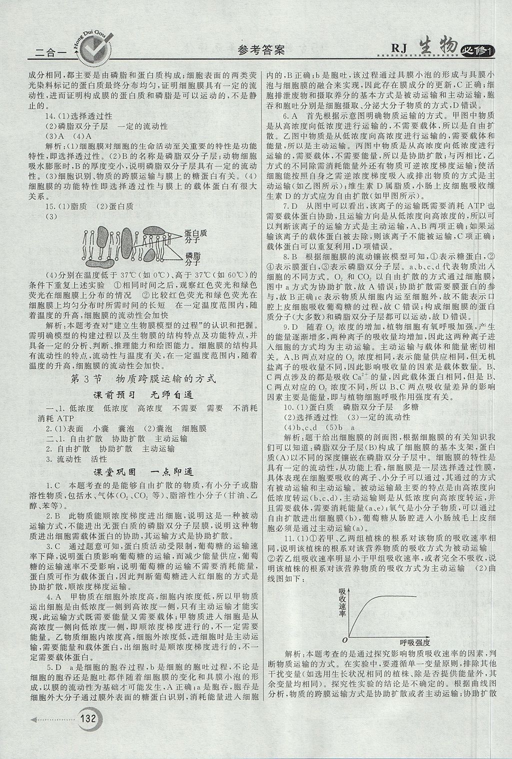 2018年紅對勾45分鐘作業(yè)與單元評估生物必修1人教版 參考答案第16頁