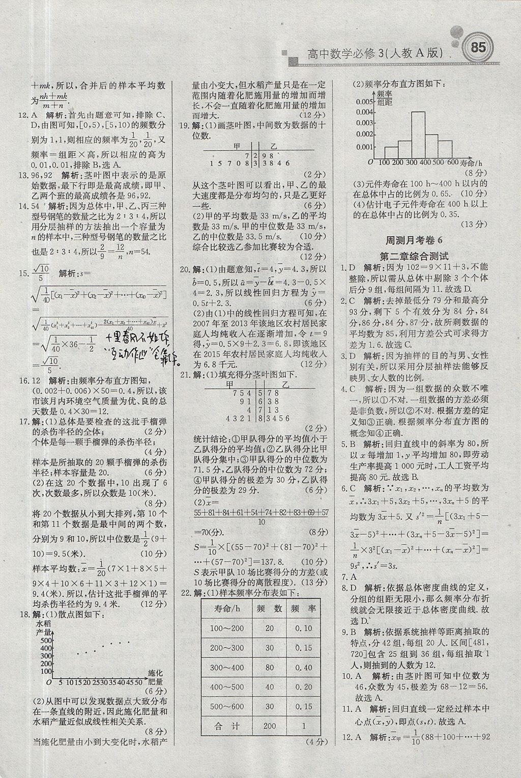 2018年輕巧奪冠周測月考直通高考高中數(shù)學必修3人教A版 參考答案第15頁