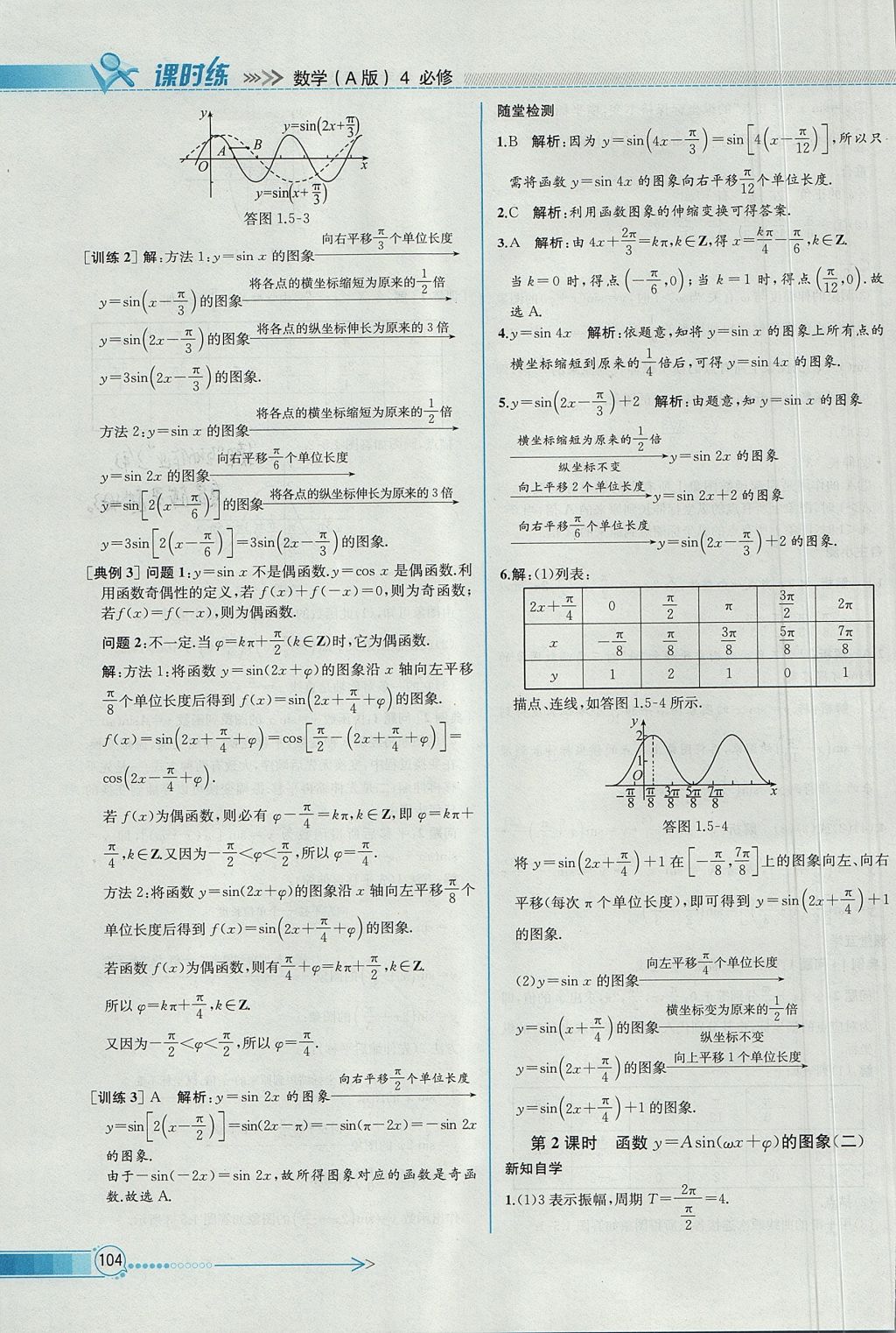 2018年同步导学案课时练数学必修4人教A版 参考答案第18页