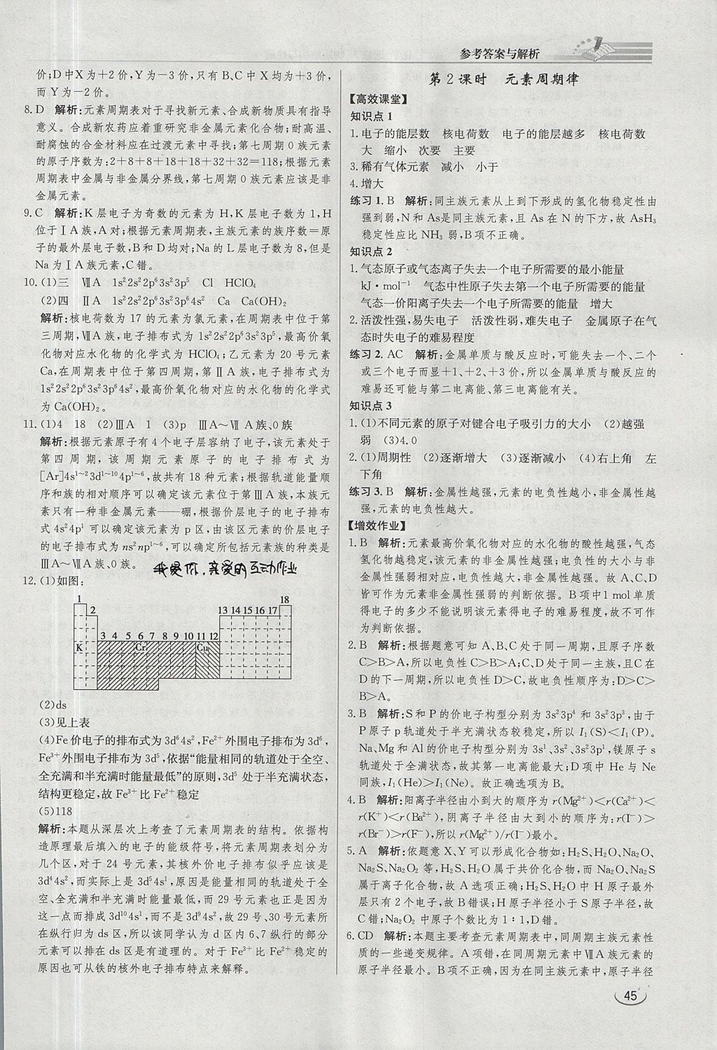 2018年同步練習(xí)冊課時練化學(xué)選修3 參考答案第3頁