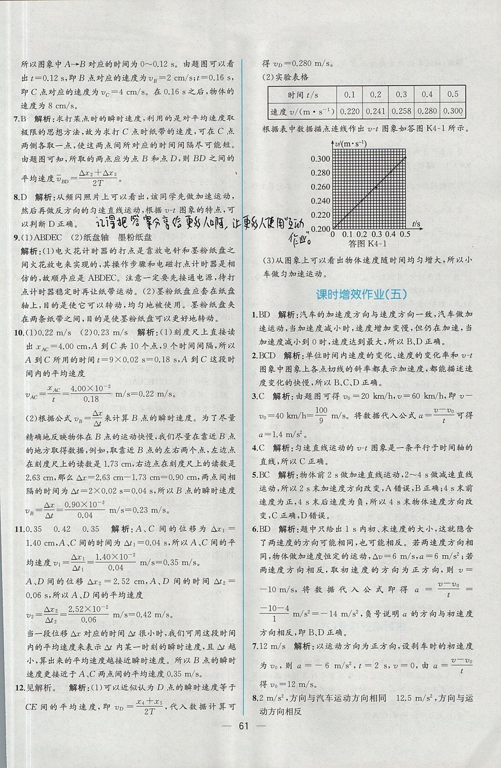 2018年同步導(dǎo)學(xué)案課時(shí)練物理必修1人教版 參考答案第28頁