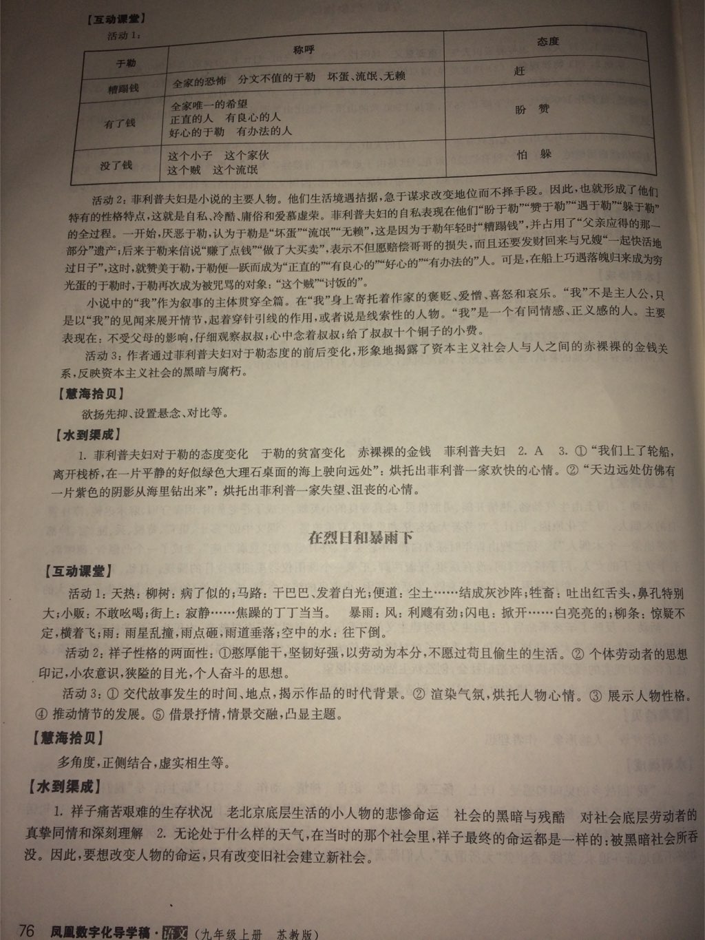 2017年鳳凰數(shù)字化導(dǎo)學(xué)稿九年級(jí)語(yǔ)文上冊(cè)蘇教版 參考答案第14頁(yè)