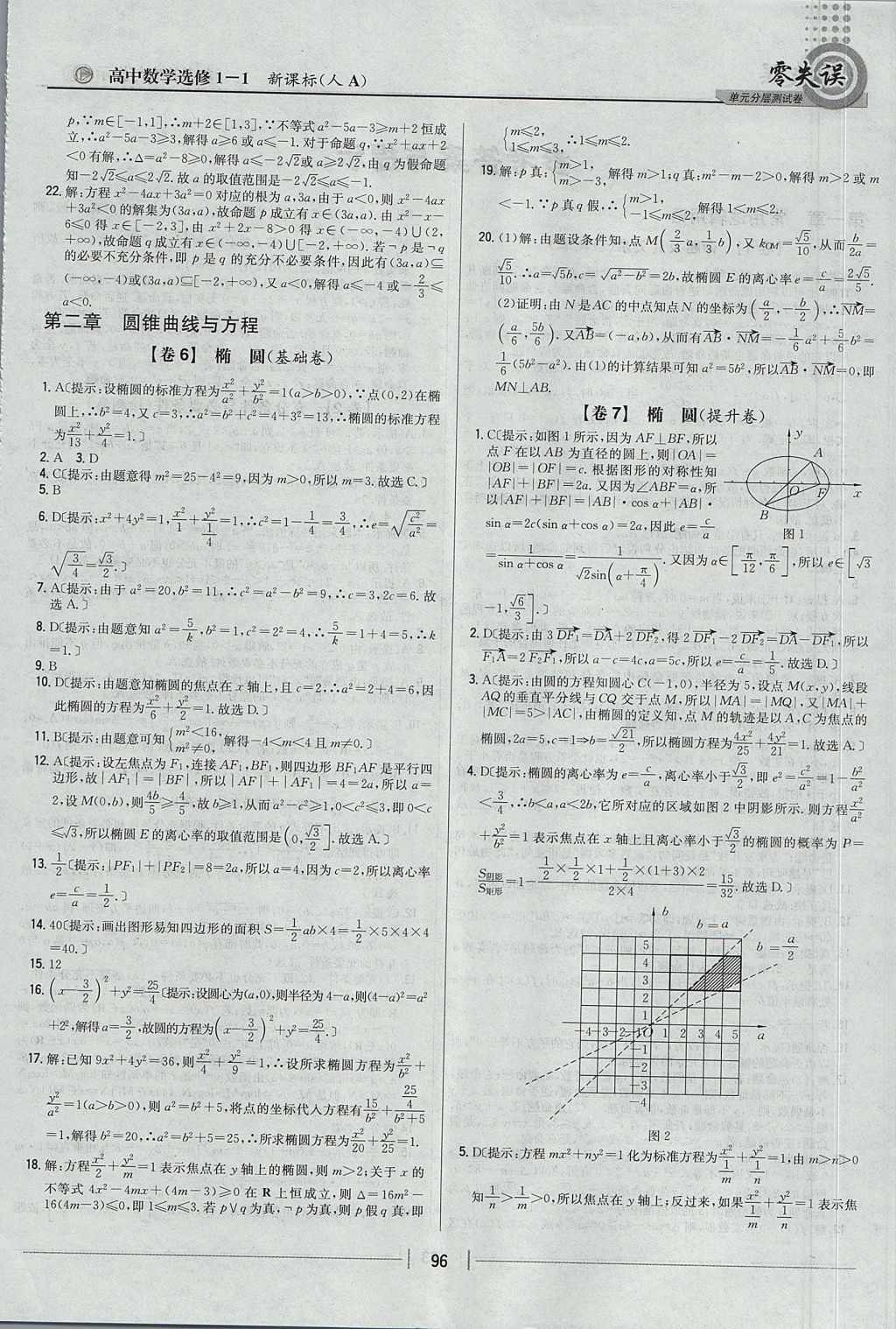 2018年零失誤單元分層測試卷數(shù)學(xué)選修1-1人教A版 參考答案第4頁