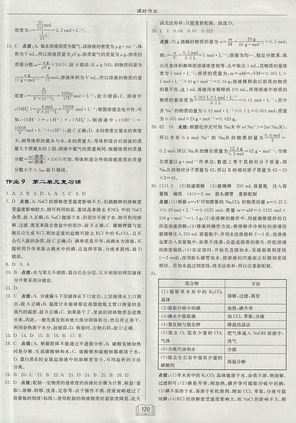 2018年啟東中學(xué)作業(yè)本課時作業(yè)高中化學(xué)必修1江蘇版 參考答案第6頁