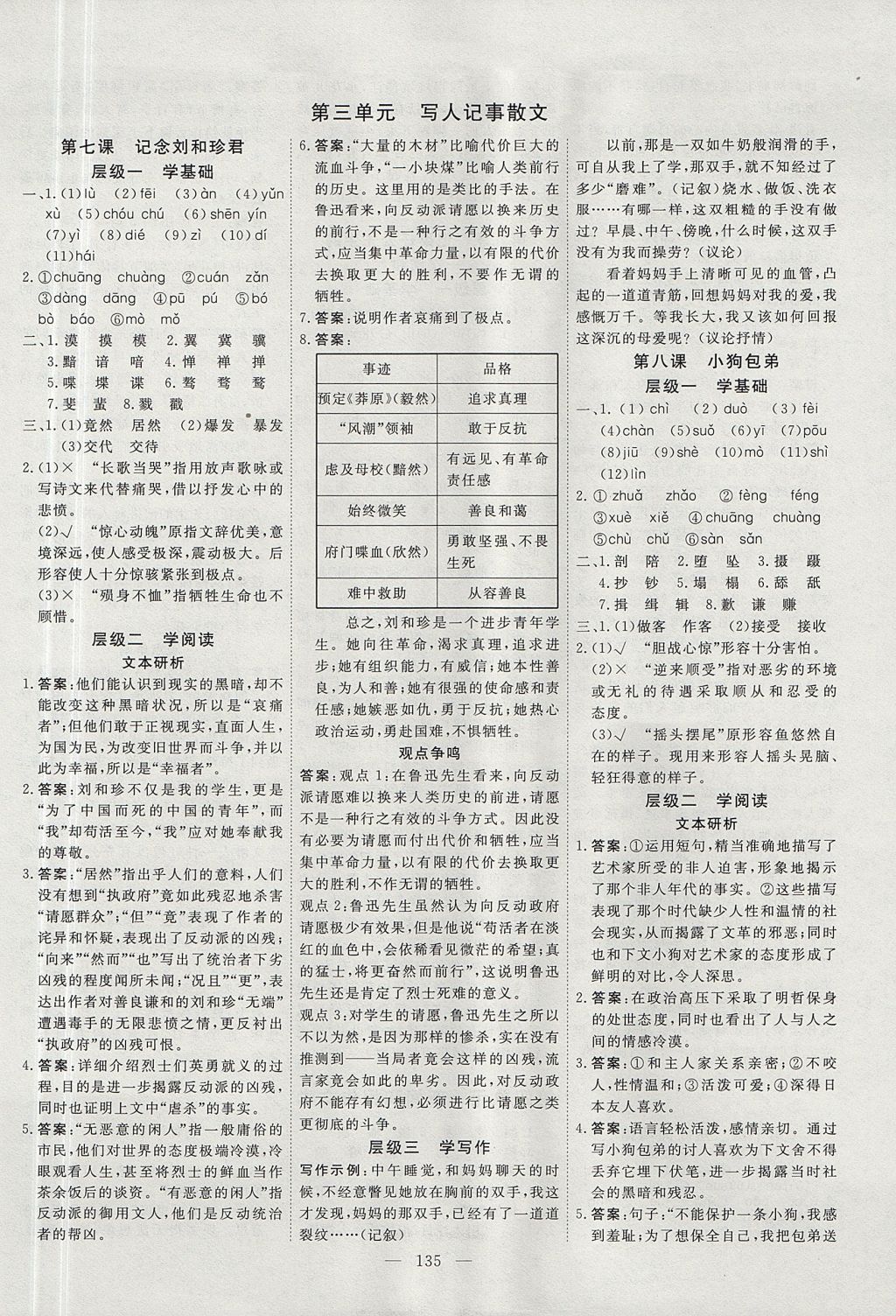 2018年創(chuàng)新方案高中同步創(chuàng)新課堂語文必修1人教版 參考答案第5頁