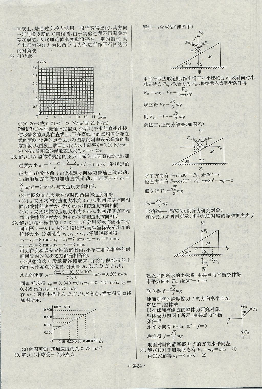 2018年天利38套對接高考單元專題測試卷物理必修1魯科版 參考答案第24頁