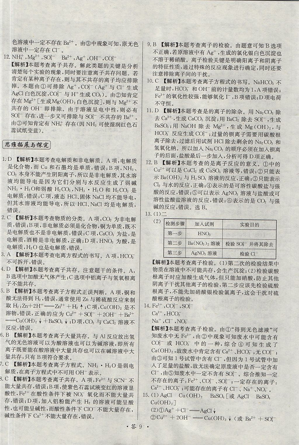 2018年天利38套對接高考單元專題測試卷化學必修1魯科版 參考答案第9頁